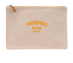 Hermes Yachting Pouch PM, Canvas, Beige/Orange, MIF, 3*